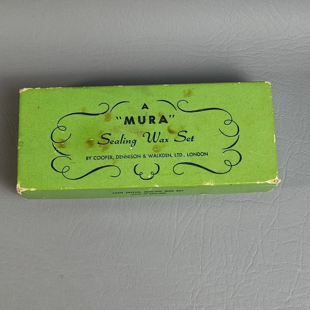 Vtg Mura Sealing Wax Set‎ Rose & Letter 'E' Monogram Stamp Brass Seal England